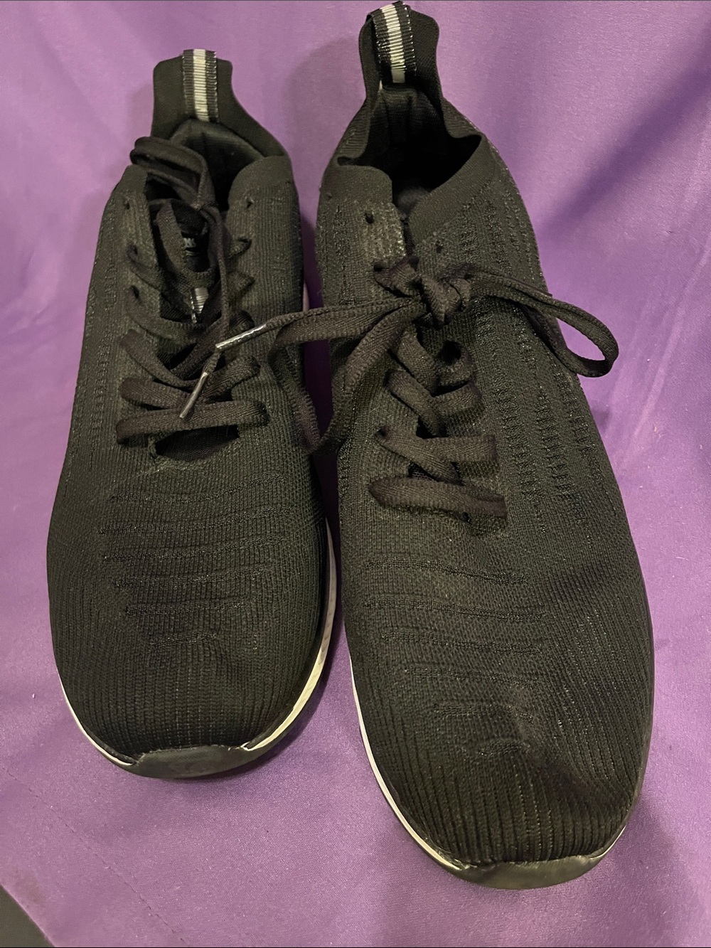 Men's Black Knit Lace-Up Slip-On Sneakers